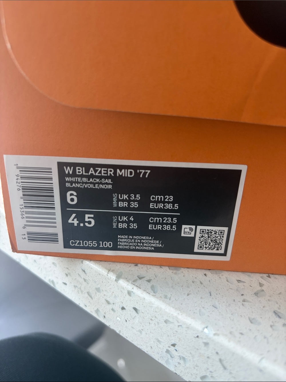Nike Orange Shoe Box with Black and White Label